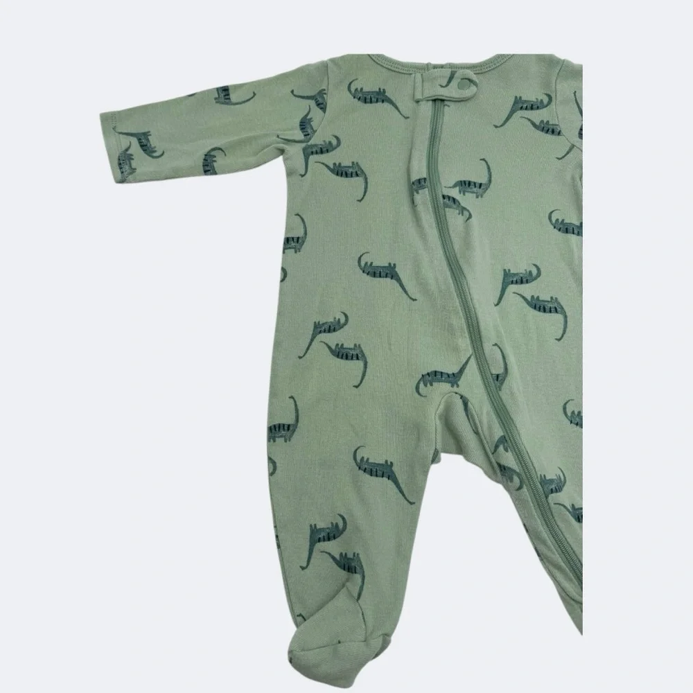 Carter's 2-Way Zip Cotton Sleep & Play Pajamas Green Dinosaur Print 3 Months